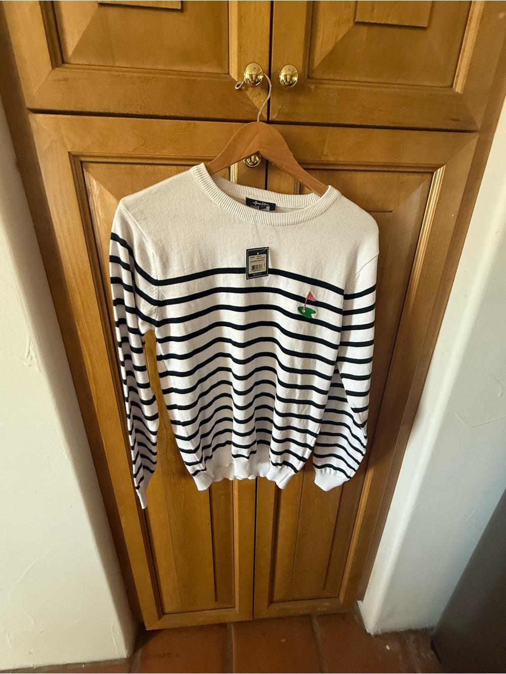NWT Ame & Lulu Women’s Club Sport Crewneck Sweater Navy Fairway StripesS- Large